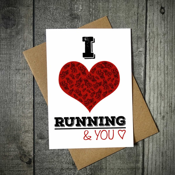 I Love Running & You Running Valentines Card
