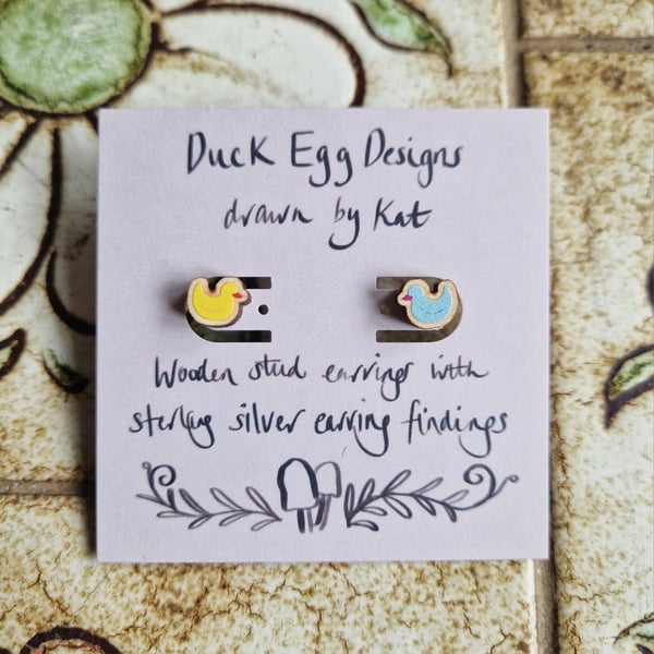 Blue and Yellow Rubber Duck Earrings