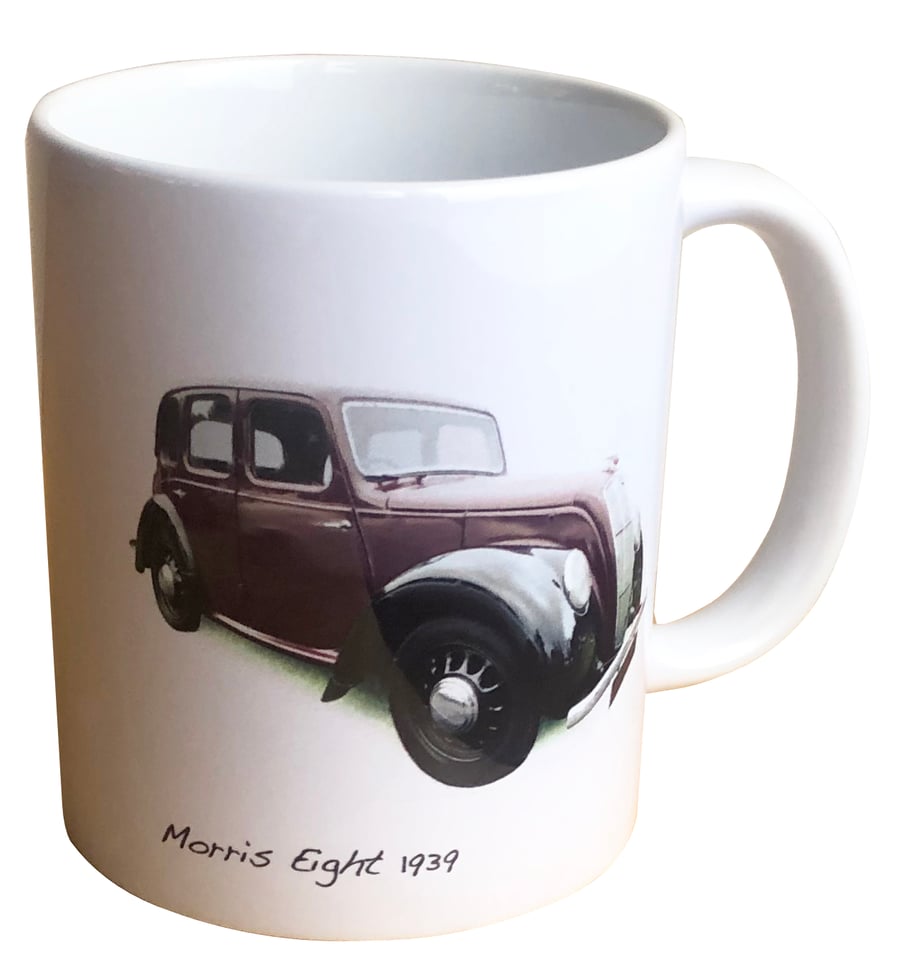 Morris Eight 1939 - 11oz Ceramic Mug - Classic pre War Small Saloon