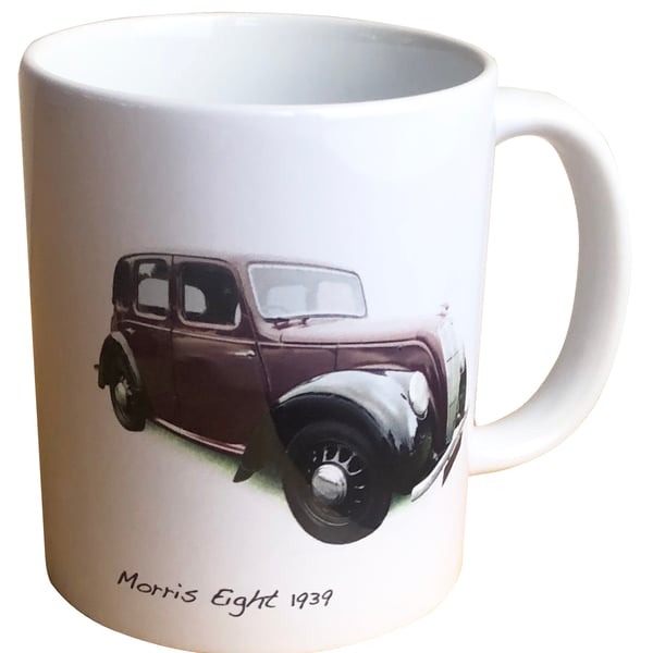 Morris Eight 1939 - 11oz Ceramic Mug - Classic pre War Small Saloon