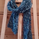 "Stream" long, thin, blue scarf