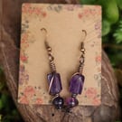 Amethyst copper earrings 