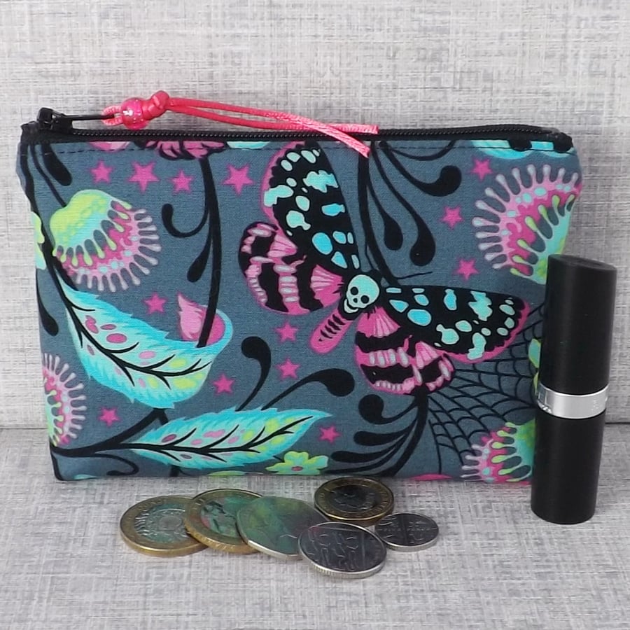 Coin purse, make up bag, butterflies, skulls