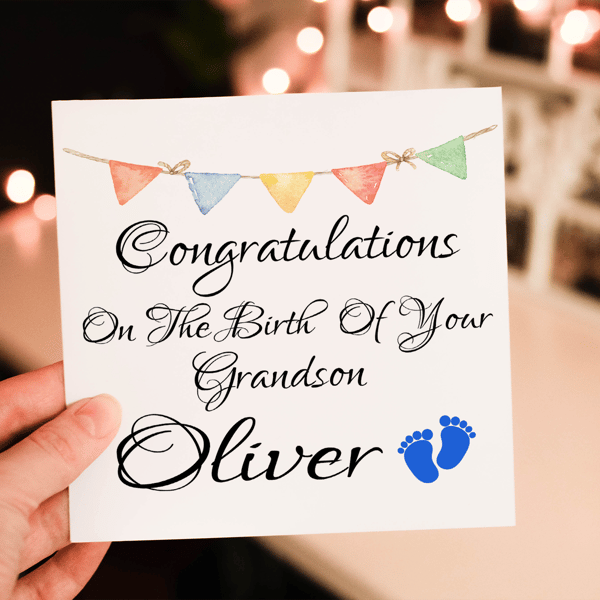 New Grandchild Card, Card for New Baby, Greetings Card, Personalised Grandparent