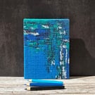'Santorini' Hand-Stitched A6 1960s Vintage Fabric Covered Notebook, Royal Blue