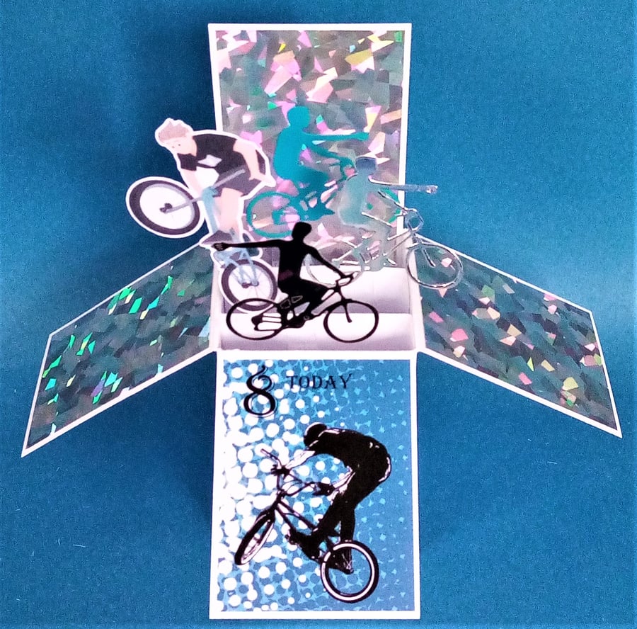 Boys 8th Birthday Card with Bikes