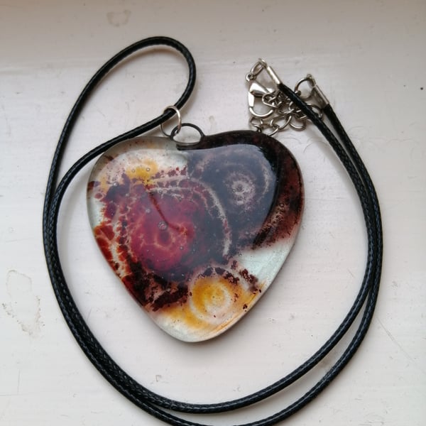 Fused Glass  Hearts and Flowers Pendant