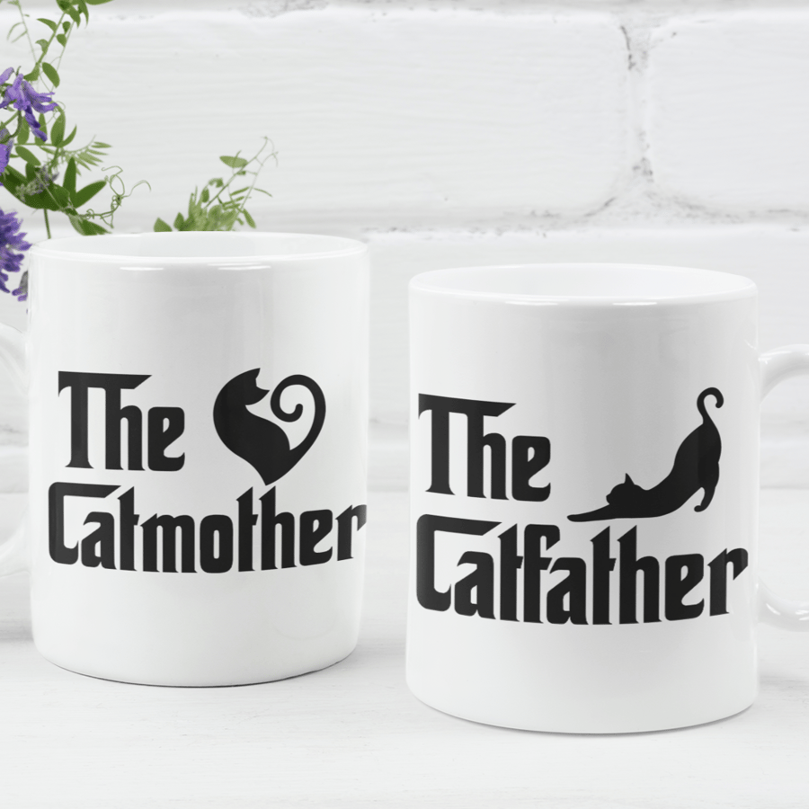 Cat Mother & Cat Father- Set Of Two Mugs Couple Gift His and Her Mugs
