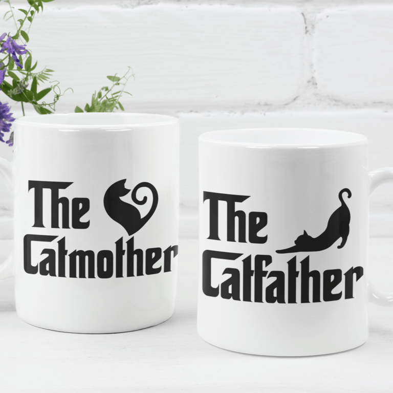 Cat Mother & Cat Father- Set Of Two Mugs Couple Gift His and Her Mugs