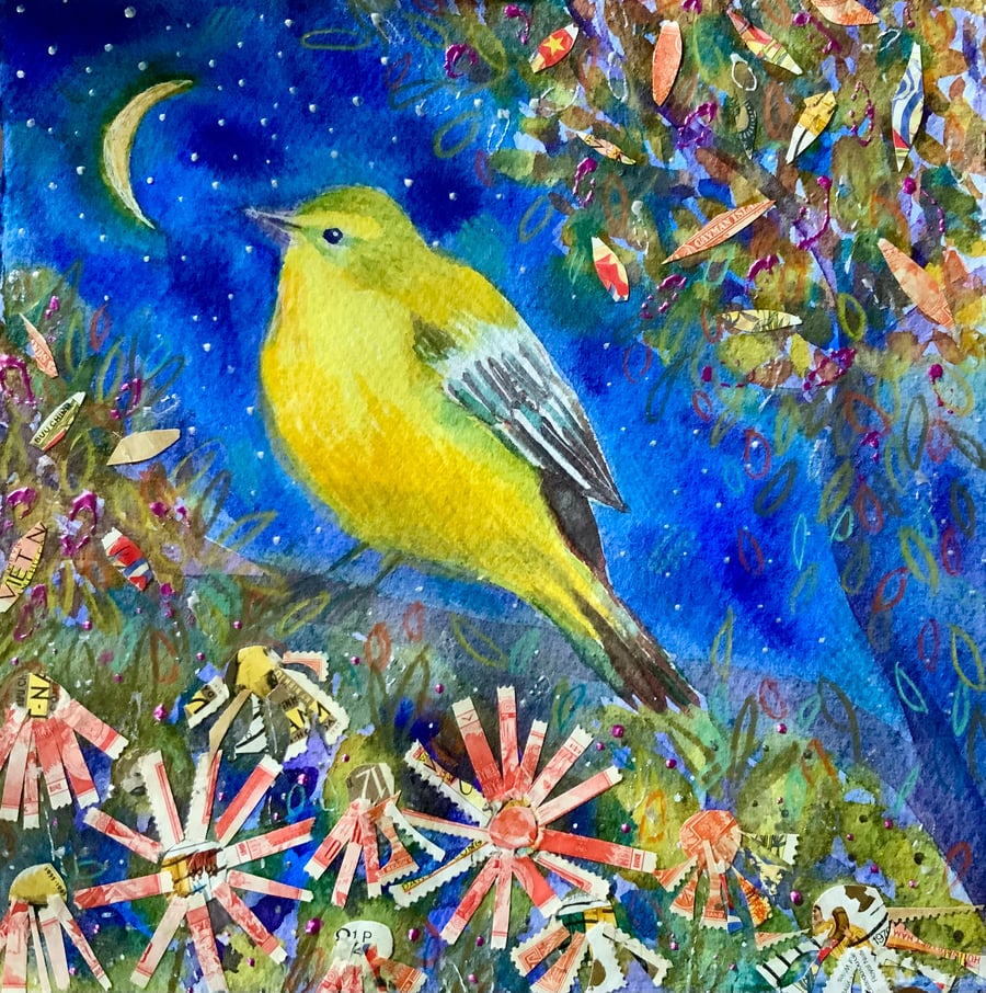 Yellow Wagtail,  blank greetings card