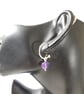 Sterling Silver Hoop Earrings With Removable  Amethyst Heart Charm  - Image 2