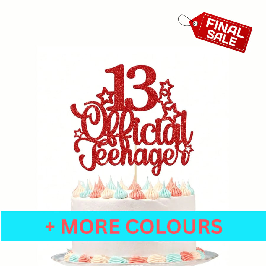 Image of 13th Birthday Cake Topper, Happy 13th Birthday Cake Topper, Custom Cake Topper