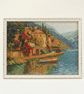 Finished Framed Cross Stitch Mediterranean Landscape - Completed Embroidery Gift
