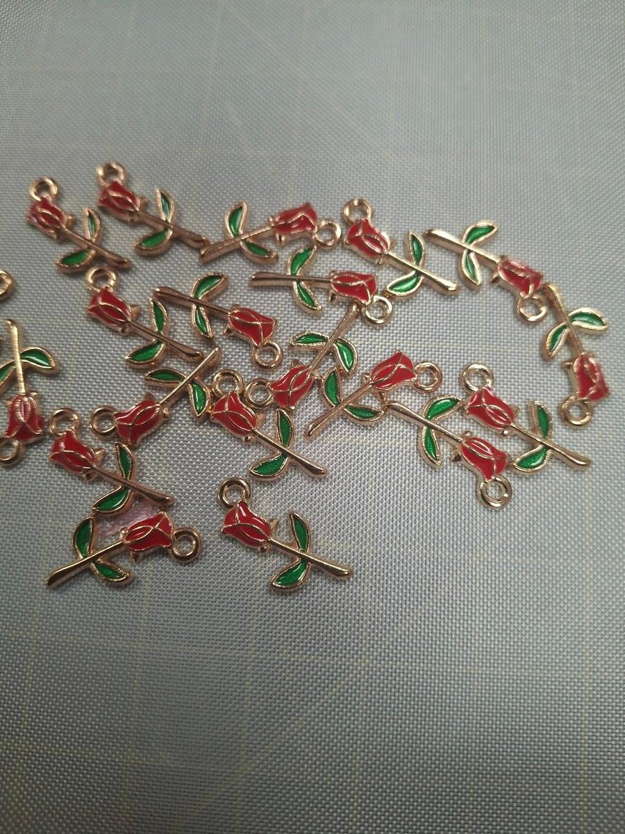 55 x Enamel Rose 15mm Charms