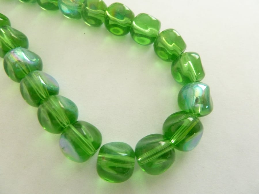  green AB coated beads
