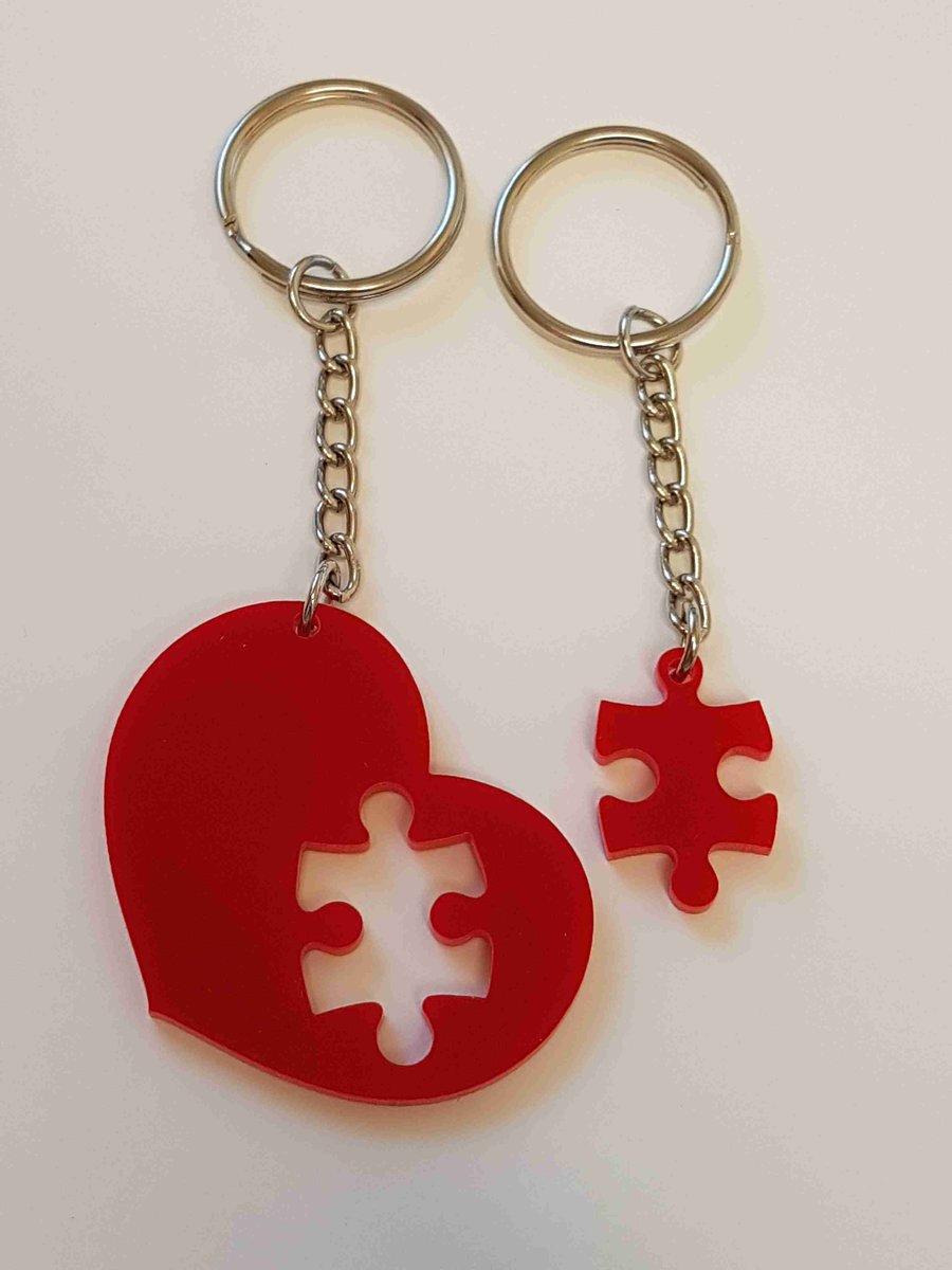 Heart Puzzle Keyring Set - Acrylic