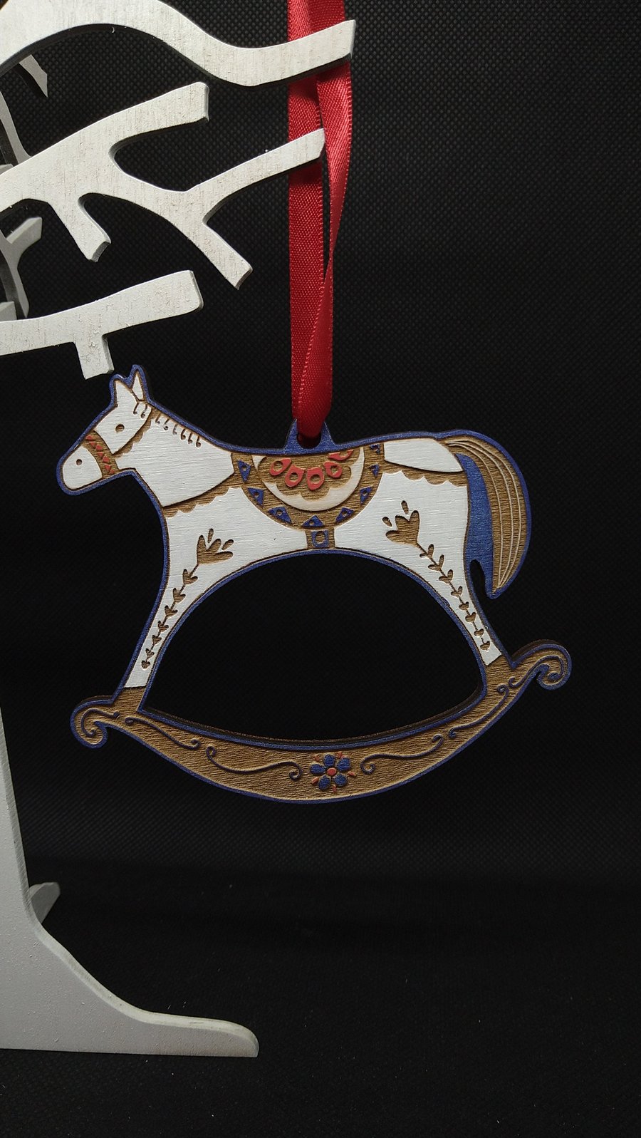 Folk art Wooden Rocking Horse Christmas Tree decoration