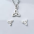 Sterling Silver Trinity Knot Necklace and Earrings - Gift Boxed