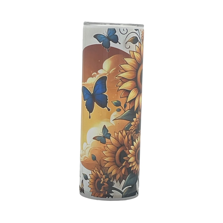 Sunflower & Blue Butterfly Tumbler