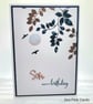 Son Birthday Card - copper and navy, leaves and branches, blank inside - Image 6