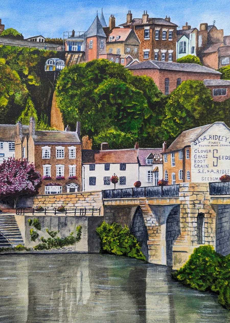 Bridgnorth Shropshire River Severn A4 Watercolour Print
