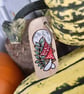 Red Mushrooms under a Full Moon. Pyrography keyring. - Image 1