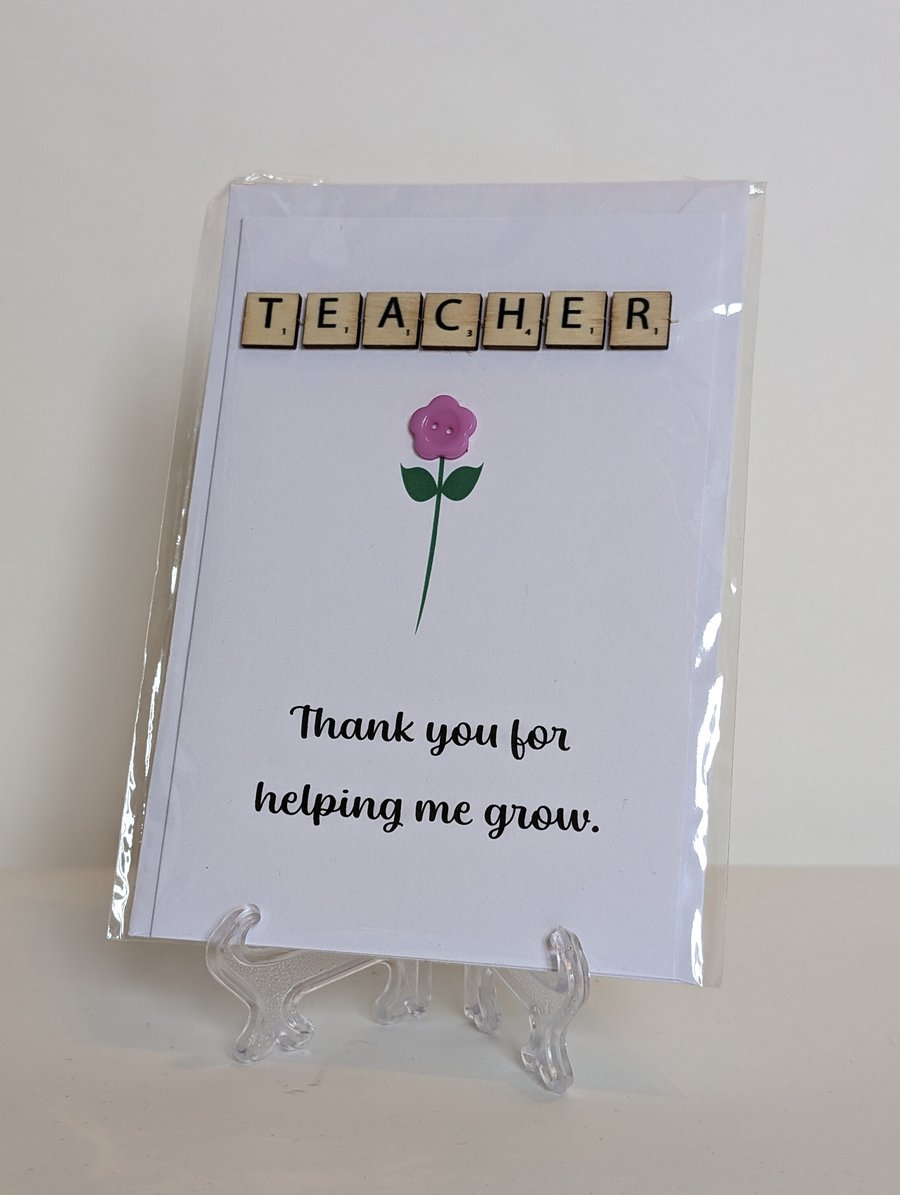 Thank you teacher scrabble greetings card