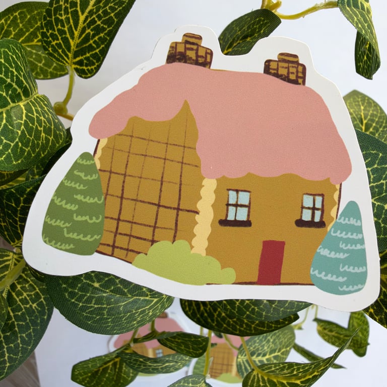    Sticker Woodland Cottage - Digital Art - Laptop and Planner Decor