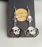 Cat and Skull Charm Earrings - Mixed Metals  - Image 6