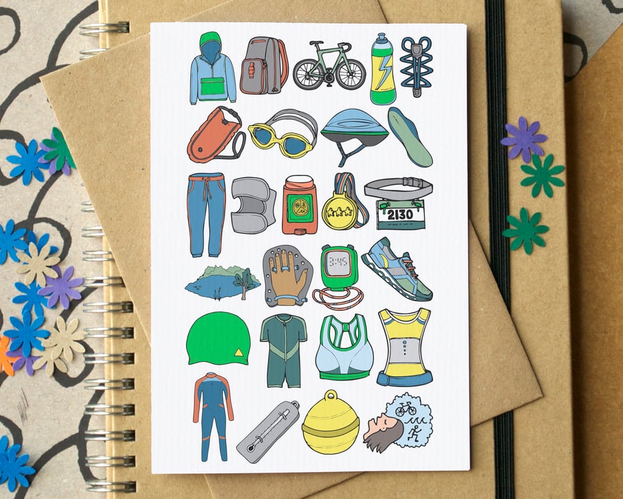 Triathlon Alphabet Greetings Card