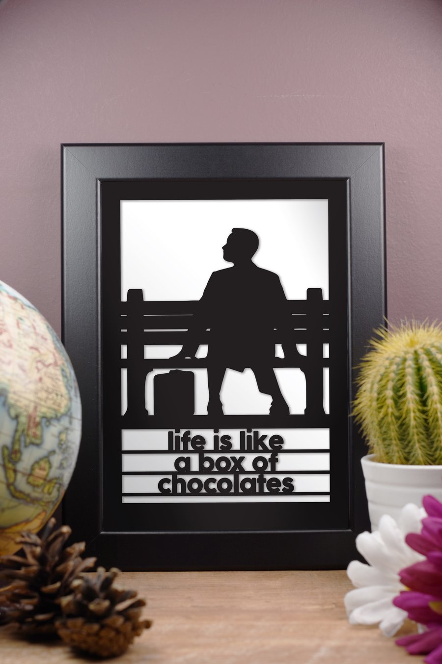 Framed Tom Hanks Film Artwork - Forrest Gump Box of Chocolates - 13cm x 18cm