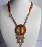 Upcycled Orange Vintage Buckle Necklace - Image 10