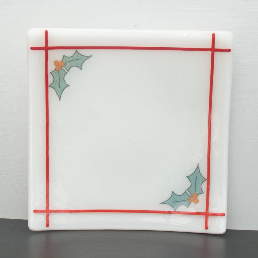 Christmas Themed Fused Glass Plate - 9147