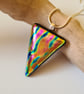 Metallic, triangular fused glass pendant - Image 2
