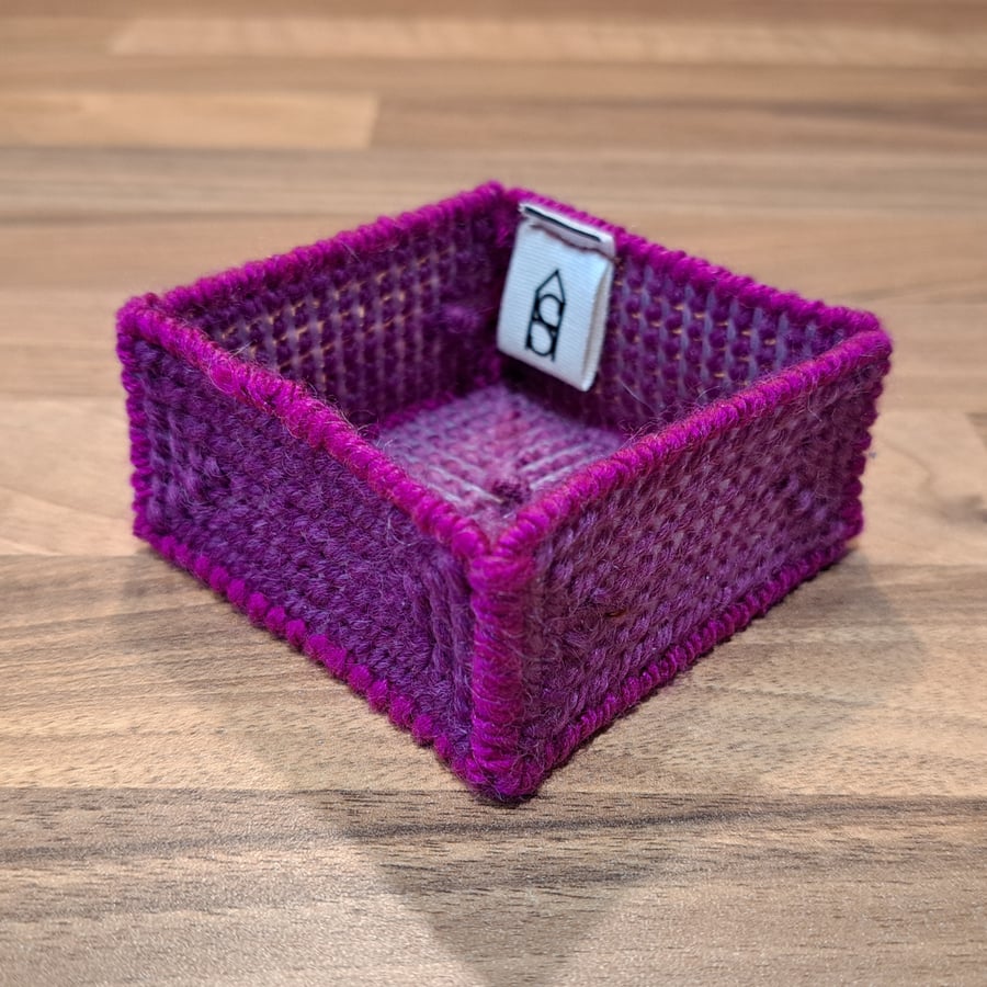 Small tray for small desk items - dark purple with magenta edging