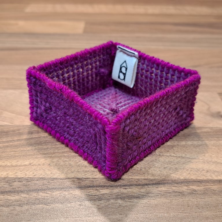Small tray for small desk items - dark purple with magenta edging