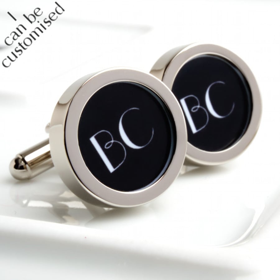 Two Initial Monogrammed Cufflinks 1920s Art Deco Style
