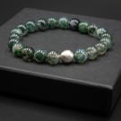 Moss agate and sterling silver gemstone bracelet  Taurus, Gemini jewelry