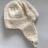 Hand knitted baby retro style hat with earflaps