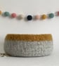 FELTED 'FUSSPOT' BOWL, desk tidy, tray. Grey and mustard . Hygge.