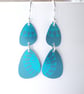 Pebble shaped mid century style teal drop seed head earrings - Image 1