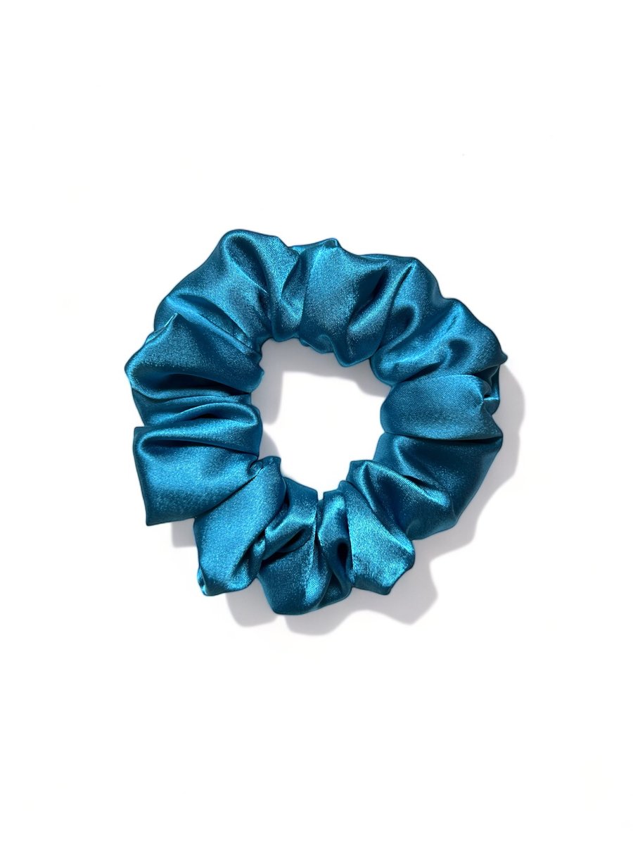 Turquoise Satin Scrunchie - Large