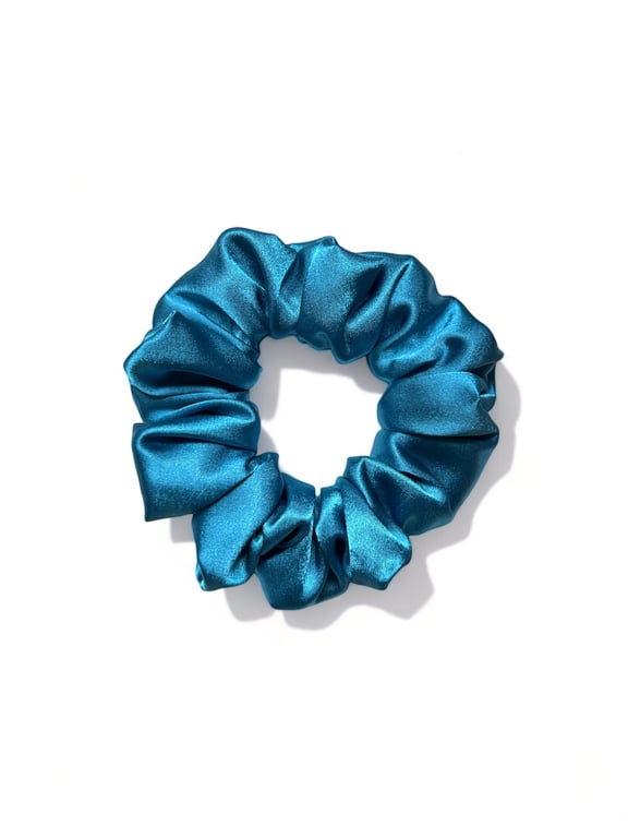 Turquoise Satin Scrunchie - Large