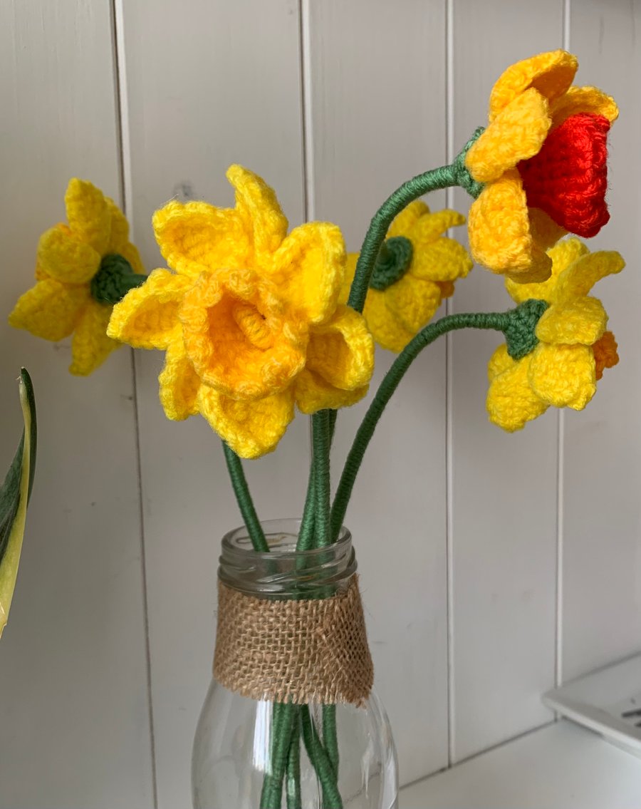  Crochet Daffodil flowers, forever flowers, spring flowers