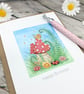 Toadstool Card - Blank Card - Birthday Card - Toadstool & Snail - Stargazing - Image 2