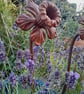 Handmade Rusty Metal Flower Garden Ornament Cottage Garden Plant Stake Daffodil - Image 3