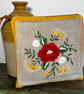 Reclaimed embroidery floral zip pouch with corduroy back