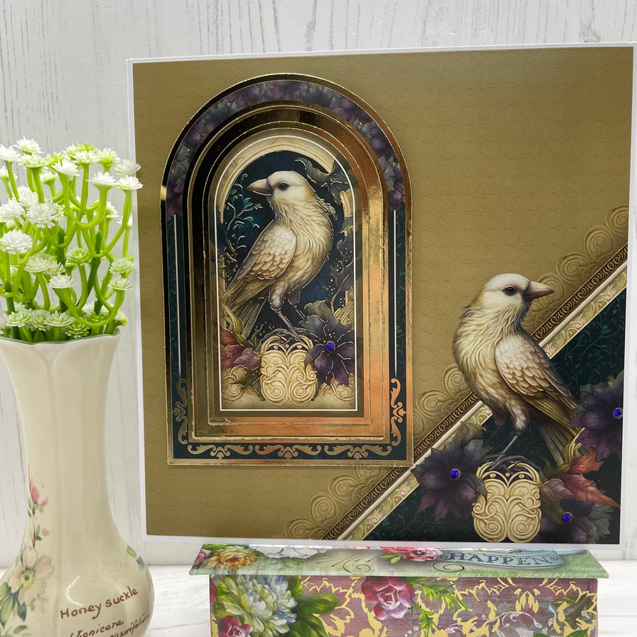 Greeting Card - The Enchanted Realm White Bird by Carolee Crafts -    C2