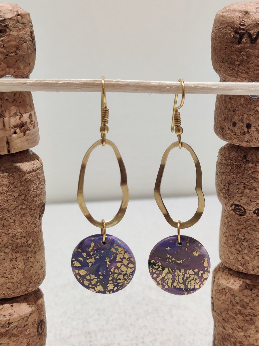 Lilac starry night star dangle earrings 