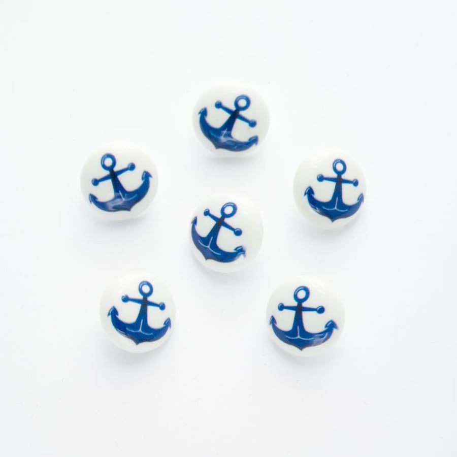 Ship’s anchor picture buttons 15mm, novelty crochet, knitting children, baby 